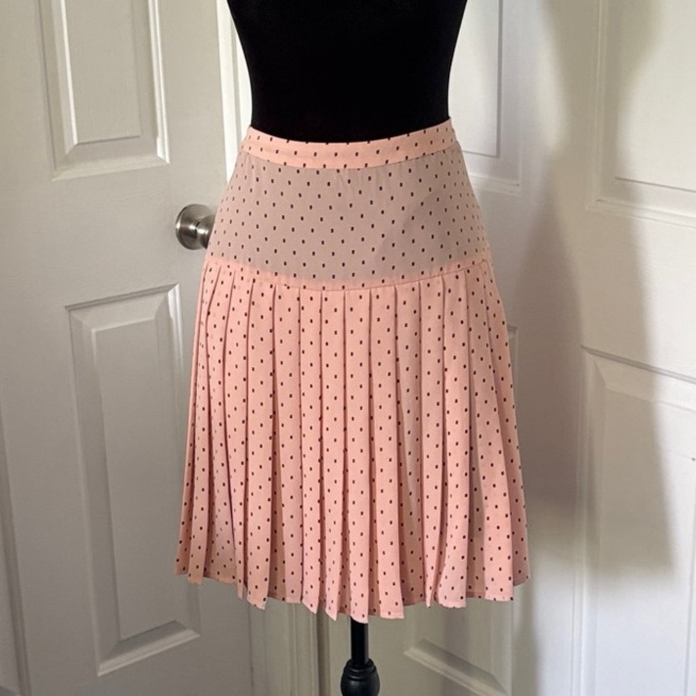 Halogen Pink Polka Dot Pleated A Line Skirt